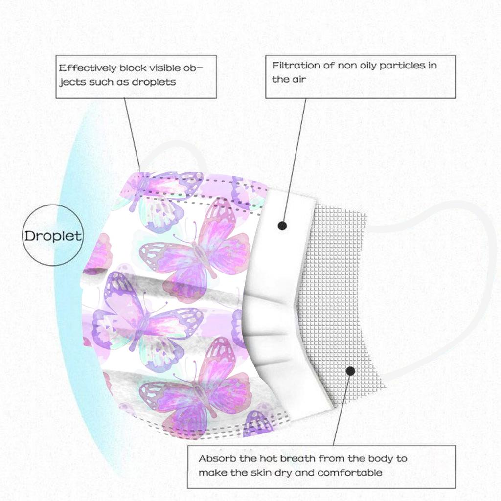 10PC Children's Tie-dyed Disposable Industrial Three Layer Face Mask