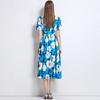 Summer Women Designer Print Runway Dress Elegant Turn-down Collar Office Work Midi Lace-up Shirt Dresses