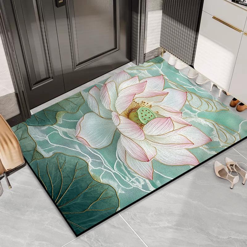 Door Lotus Silk Mat Household Door Door Dirt Mat Outdoor Dirt Resistant Dust Removal Can Be Tailored Carpet