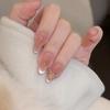 INS Diamond-Patch Pure Handmade Wear-On Nail, Elegant Short Style Brightening High-End Diamond Ring, Nail Art Fake Nail Patch