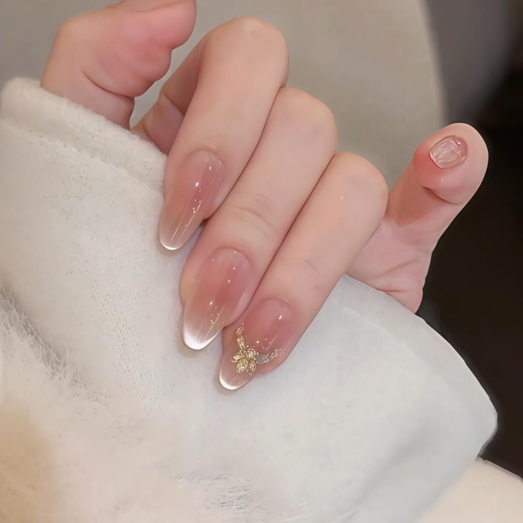 INS Diamond-Patch Pure Handmade Wear-On Nail, Elegant Short Style Brightening High-End Diamond Ring, Nail Art Fake Nail Patch