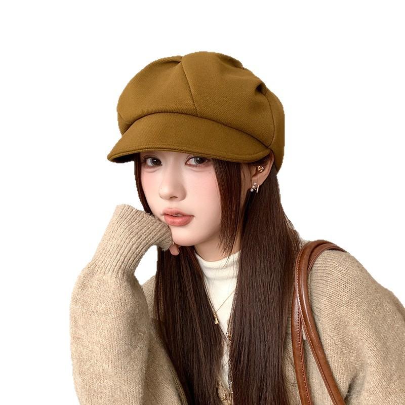 Korean Style Cloud Pleated Beret Hat for Women In Autumn and Winter Casual Versatile Octagonal Hat Fashionable Literary Painter Newsboy Hat