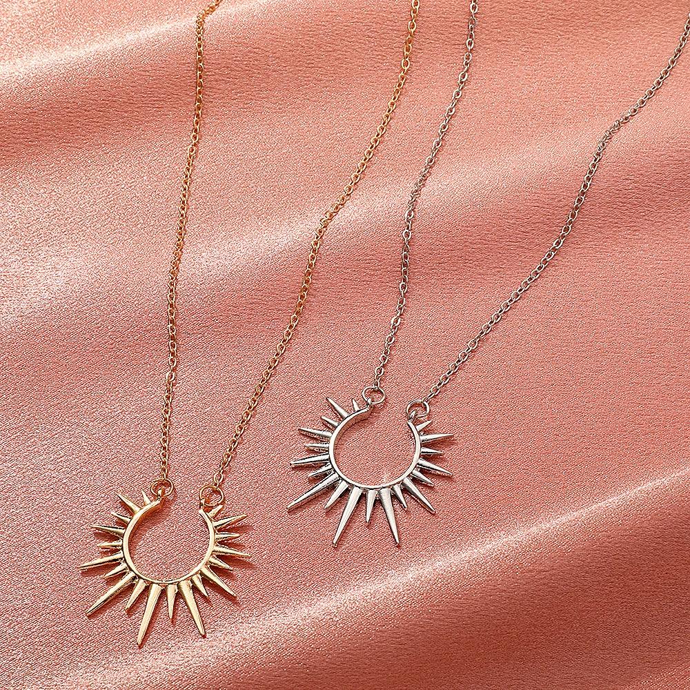 Sunflower pendant necklace retro metal open collarbone chain fashion creative jewelry women