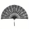 1PC Elegant HollowOut Lace Fan for Bridal Shower Dance Recital Sheer Handheld Fan for Wedding and Formal Occasion