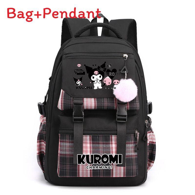 Zaino a Libro di Kuromi per Bambini Zaino in Nylon con Cartone Animato di Ragazza per Viaggi e Scuola
