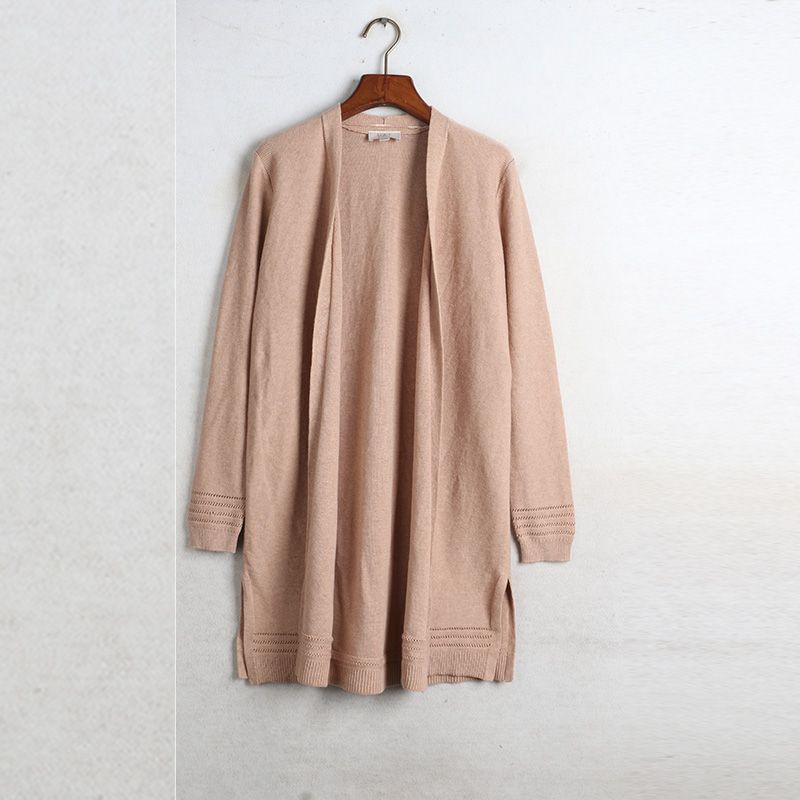 

Sunshine House Весеннее поступление Экспорт Европейский и американский плюс размер Женская одежда Чистый хлопок Длинный трикотаж Кардиган Шаль Свитер Khaki Bust size 94-100