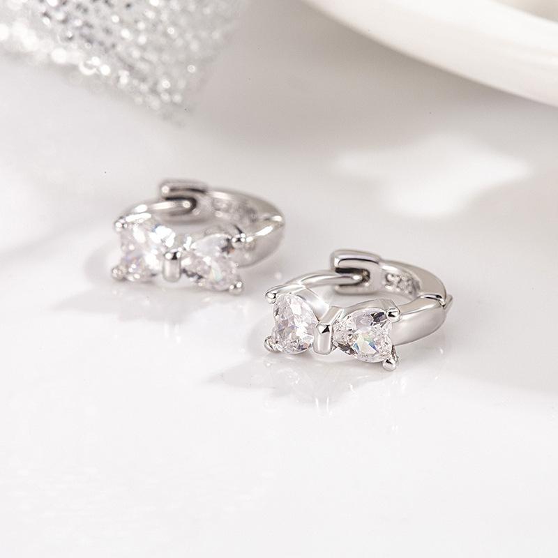 Bow Zircon Earrings, Earrings, Women's Niche High-end Design, Fashionable and Sweet Earrings.