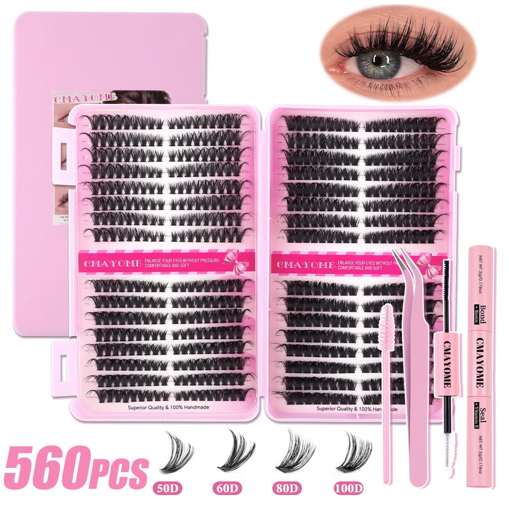 560 Tufts Of Diy Single Tufts Of False Eyelashes, Natural Thick D-Song Segmented Mixed Eyelashes
