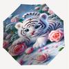 1PC tiger cub, pink roses Automatic Open/Close Umbrella with Windproof, 8-Rib Sturdy Canopy, Durable Ribs, Fashionable Design, Outdoor Accessory, Fun