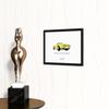 Vintage Car Pop Art Poster, American Car, A4 Framed, Chevrolet Corvette 1968 (Yellow/A4 Framed (Black Frame))