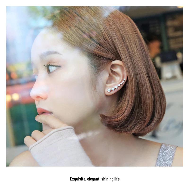 Beixi S925 Sterling Silver Korean Diamond Ear Cuff Earrings for Women - Trendy and Stylish Ear Jewelry 925 Silver