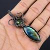 Labradorite & Mystic Topaz Pendant, Handmade Gemstone 999 Copper Wire Wrapped Pendant Antique Jewelry, For Gift Silver Jewelry