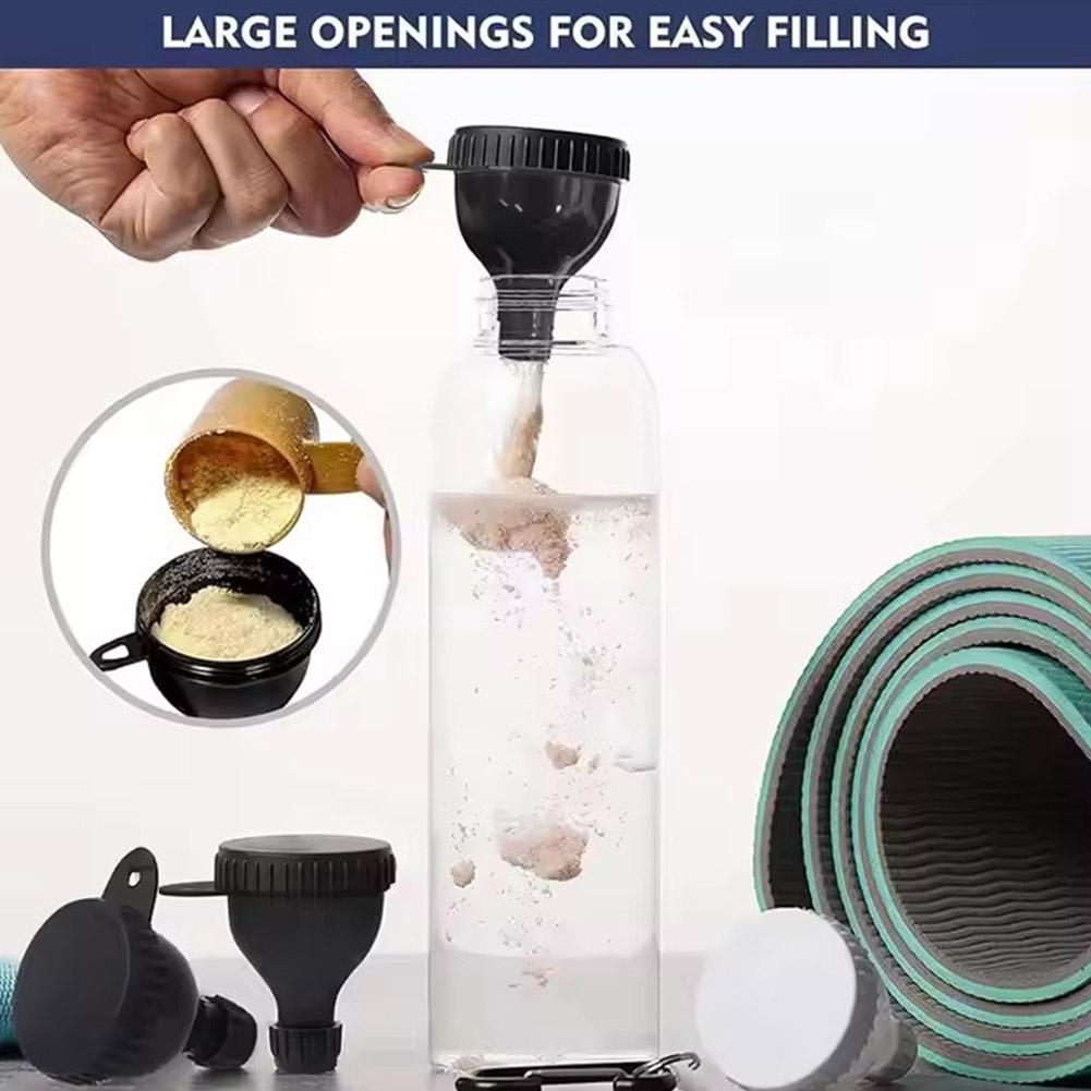 50ML Mini Protein Powder Bottle With Carabiner Portable Health Funnel Medicine Box Storage Container For Outdoor Sport Fitness