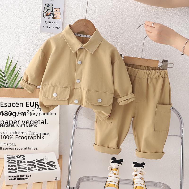 2023 Podzimní Chlapecký Kardigan s Dlouhým Rukávem a Ležérní Kalhoty Dvoudílný Set