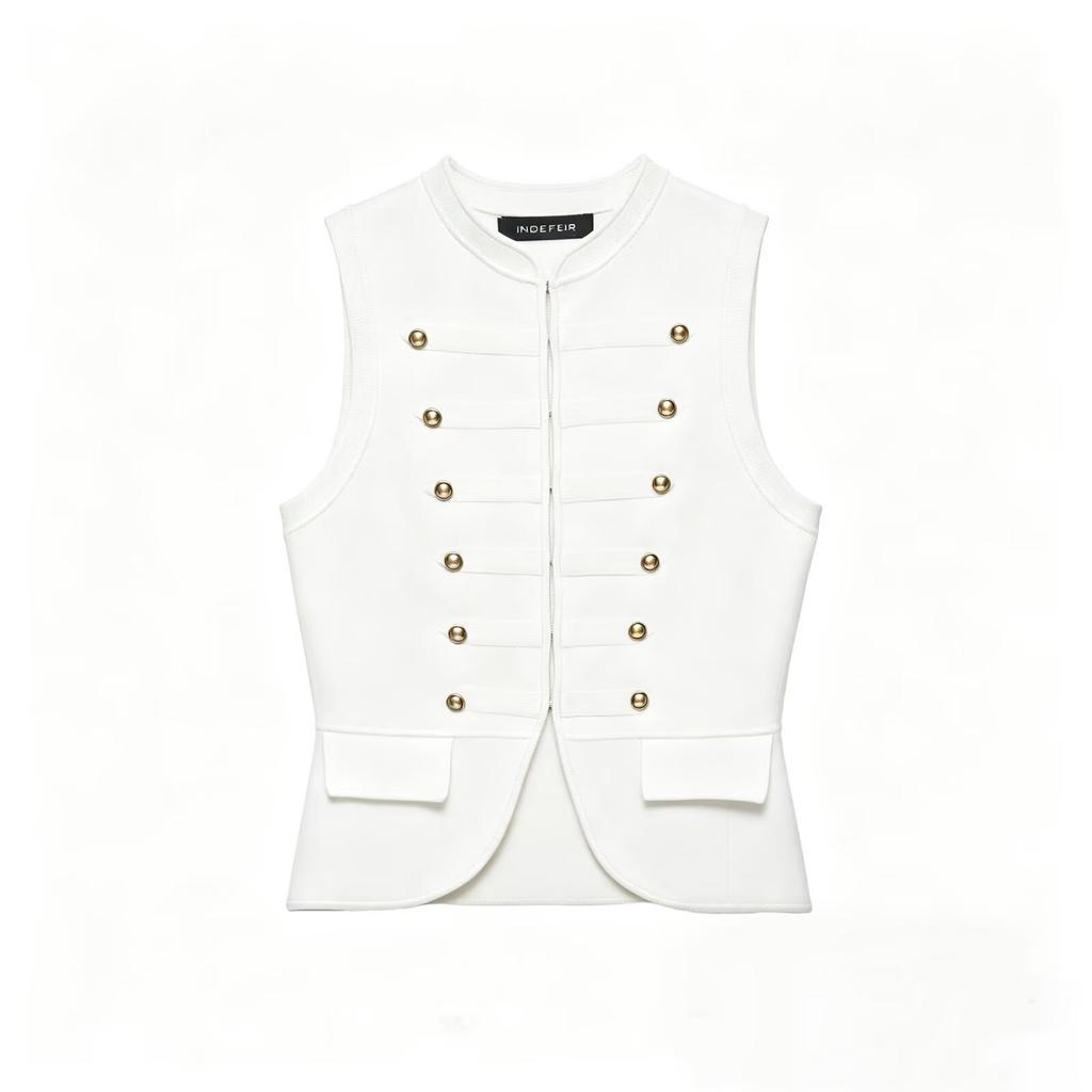 European and American style, new women's clothing, foreign gas rope knot buckle decoration knitted vest 5536/030/505