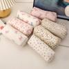 New Bowknot Floral Print Pen Bag Large Capacity Portable Storage Bag Multifunctional Stationery Bag School Office