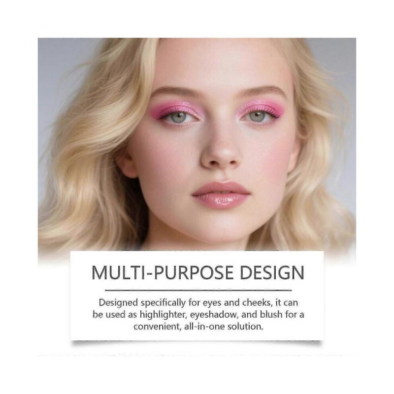 4barevná multifunkční paletka - Rozjasňovač a tvářenka s mikou a vitamínem E, 8,8 g - Přirozený lesk, Hedvábná textura, Cestovní balení se zrcátkem