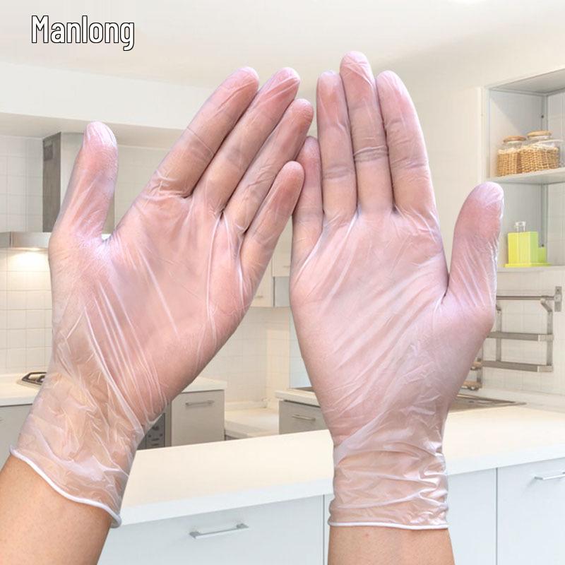 Manlong Powder-Free Transparent PVC Gloves for Beauty, Hairdressing, Tattoo, and Baking