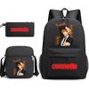 Chainsaw Man Print Student Backpack Set with Crossbody Bag and Pencil Pouch for Boys Girls Daily Use