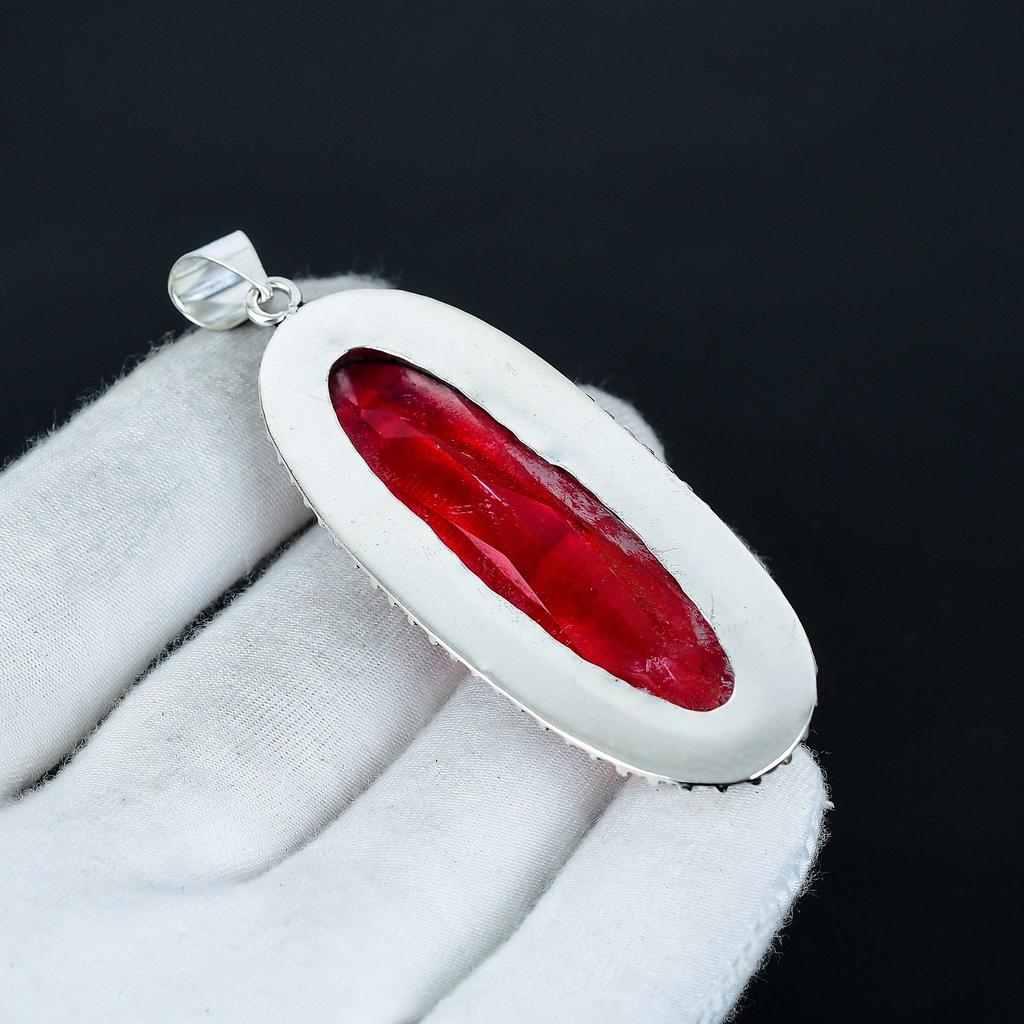 Roter Granat Anhänger, 925 Sterling Silber Anhänger, Handgefertigter Anhänger, Antiker Anhänger, Roter Granat Edelsteinanhänger, Geburtstagsgeschenk