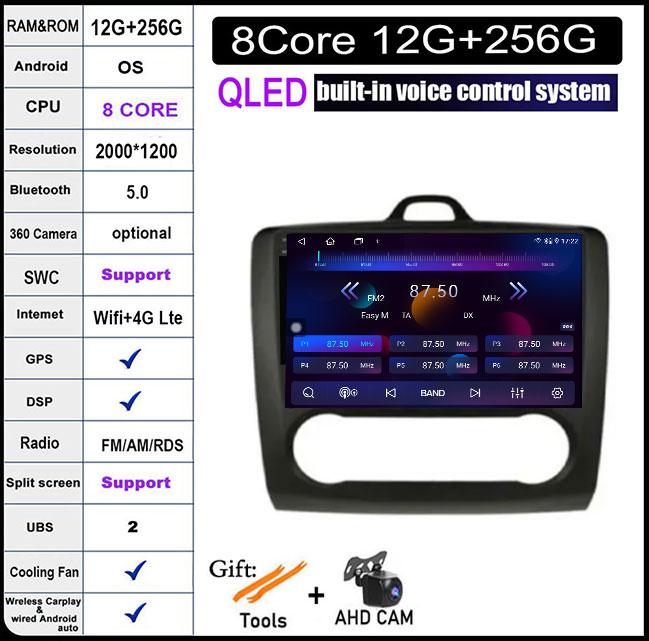 9 Inch For Ford Focus 2 3 MK2 MK3 2004-2011 DSP Android 14 Car Radio Multimedia Video Player Navigation Stereo GPS