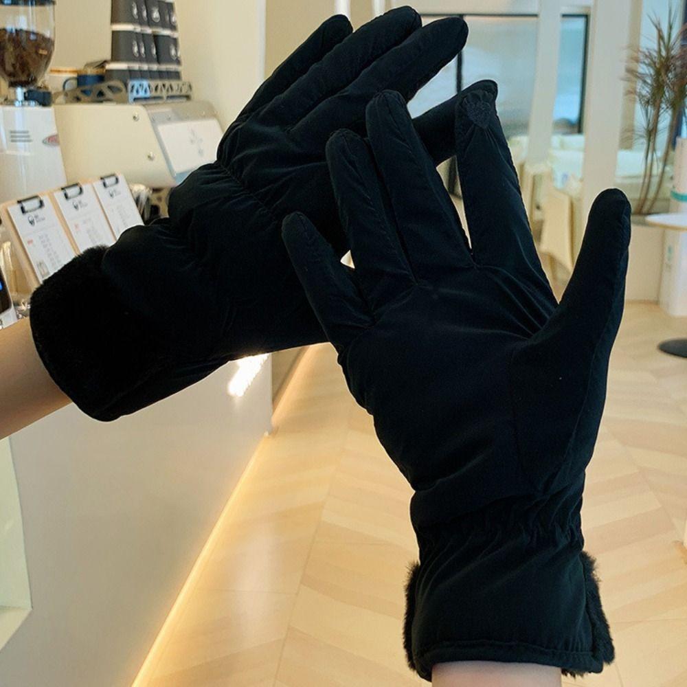 Warm Heart Embroidery Gloves Thicken Winter Plush Gloves Fashion   Cycling