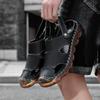 38-46 Summer Men's Large Casual Sandals Breathable Leather Sandals Beach Shoes