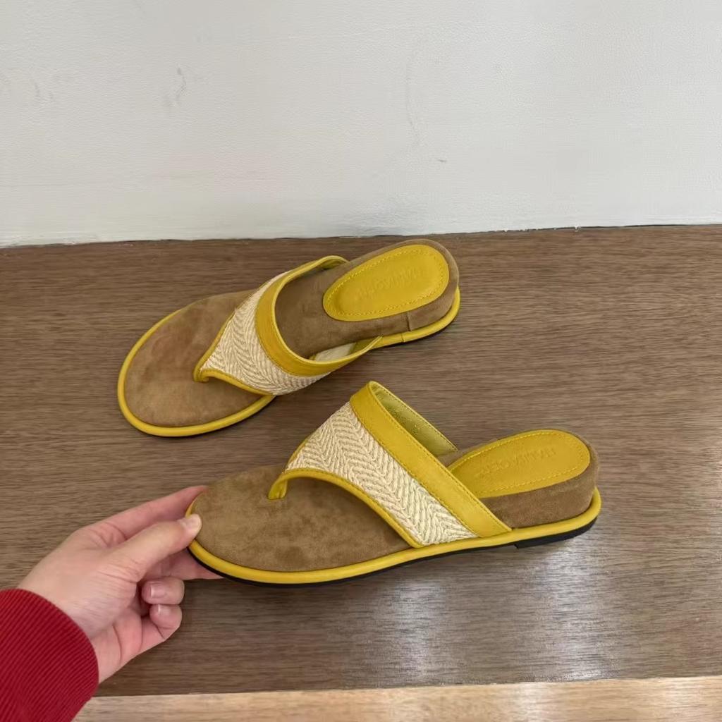 Retro Drag Strandschuhe Hanf Zehenschuhclips Gewebte Nische Keilabsatz Sandalen Flip-Flops Lässig, modisch und bequem