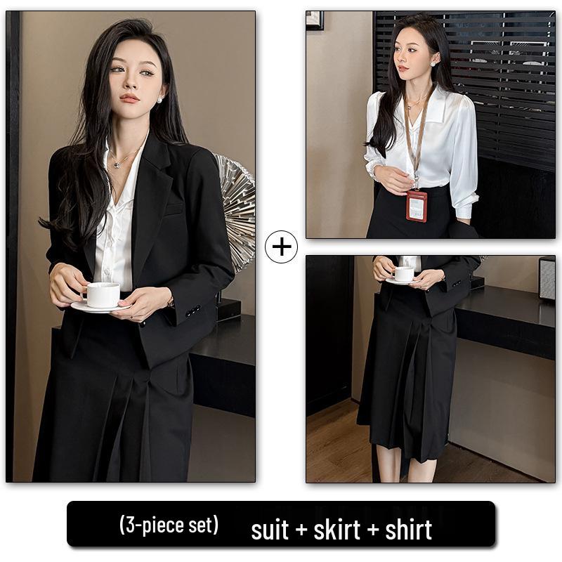 Early Autumn Professional Age-Defying Petite Interview Suit Set with Midi Skirt