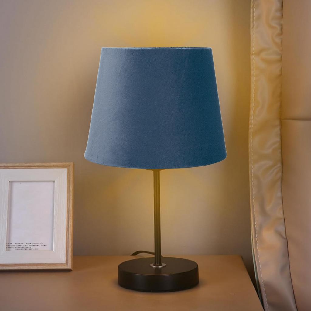 Fabric Lampshade E27 E14 Velvet Conical Decorative Lamp Replacement Shade for Table Bedside Floor Lamp Blue