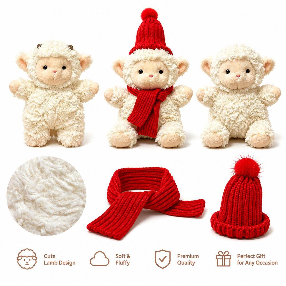 Soft Plush Sheep Plush Toy Fluffy Texture Cartoon Sheep Doll Holiday Decoration