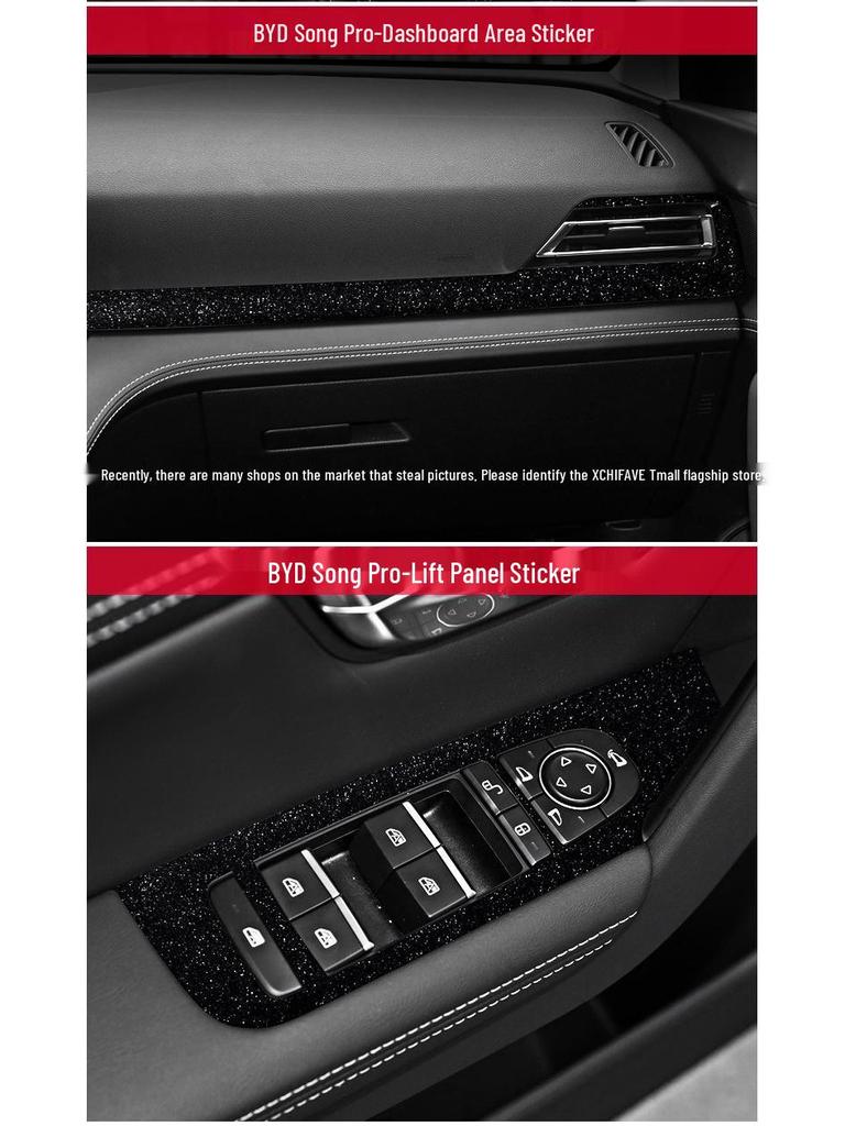 Starry Sky Console Gear Shift Sticker for 19-20 BYD Song PRO - Sparkling Film with Free Replacement