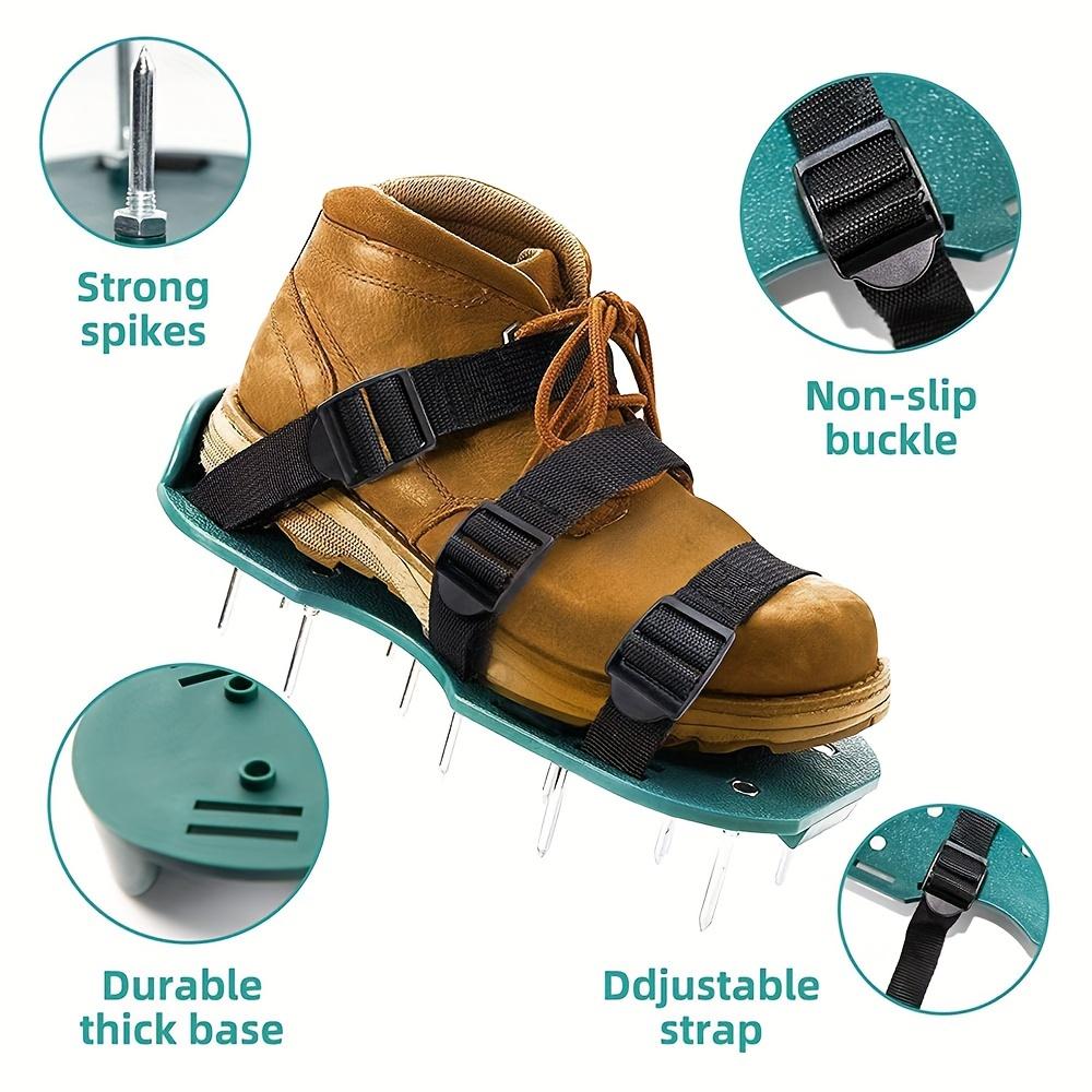 Heavy-Duty Spiked Aerator Sandals for Lawn and Garden, Adjustable Straps and Deep Soil Aeration Shoes with Durable Plastic Design