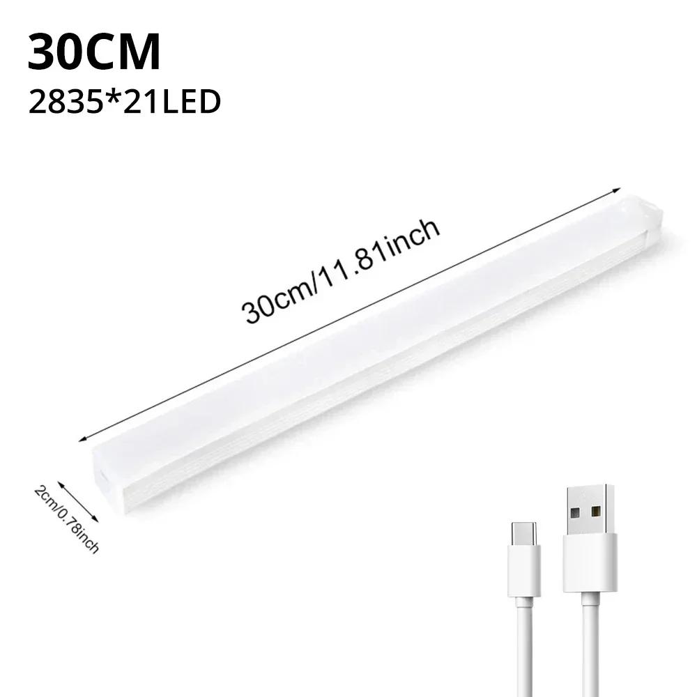 3-in-1 Bewegungssensor LED Schrankleuchte - Magnetisch USB Wiederaufladbar Unter-Schrank/Vitrinen-Streifen, 10-50cm Einstellbare Länge