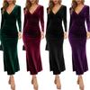 Elegant European & American V-Neck Velvet Fishtail Cocktail Evening Dress