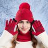3pcs Solid Color Thermal Knit Cap Wool Winter Beanie Hat Soft Hat Scarf Gloves Set  Cold Weather