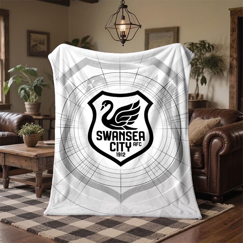 Coperta in Pile a Tema Swansea City Morbida e Accogliente in Peluche per Camera da Letto Divano Viaggio