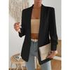 Autumn Women's Suit Jacket Lapel Nine-quarter Sleeve Buttonless Slim Temperament Commuter Jacket