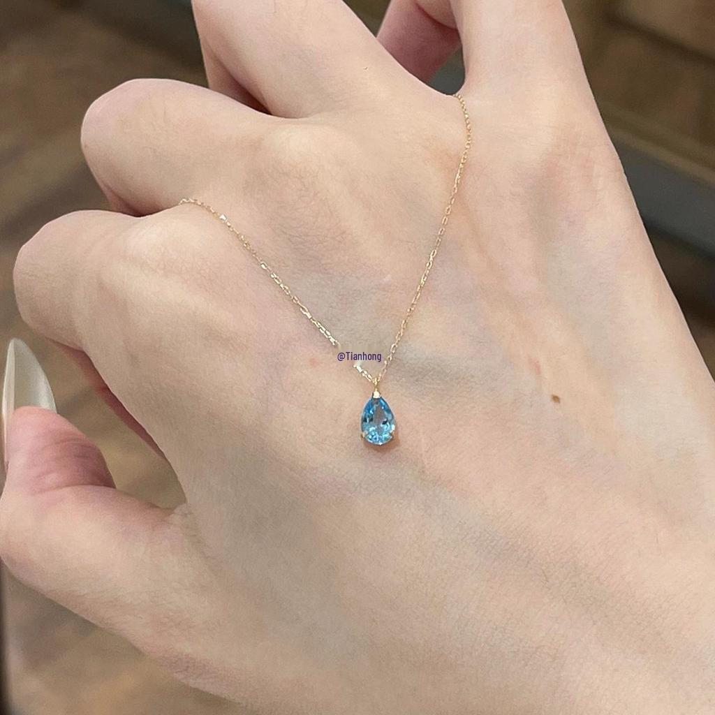 2025 Blue Water Drop Clavicle Choker Necklace for Women - Elegant Light Luxury Accessory