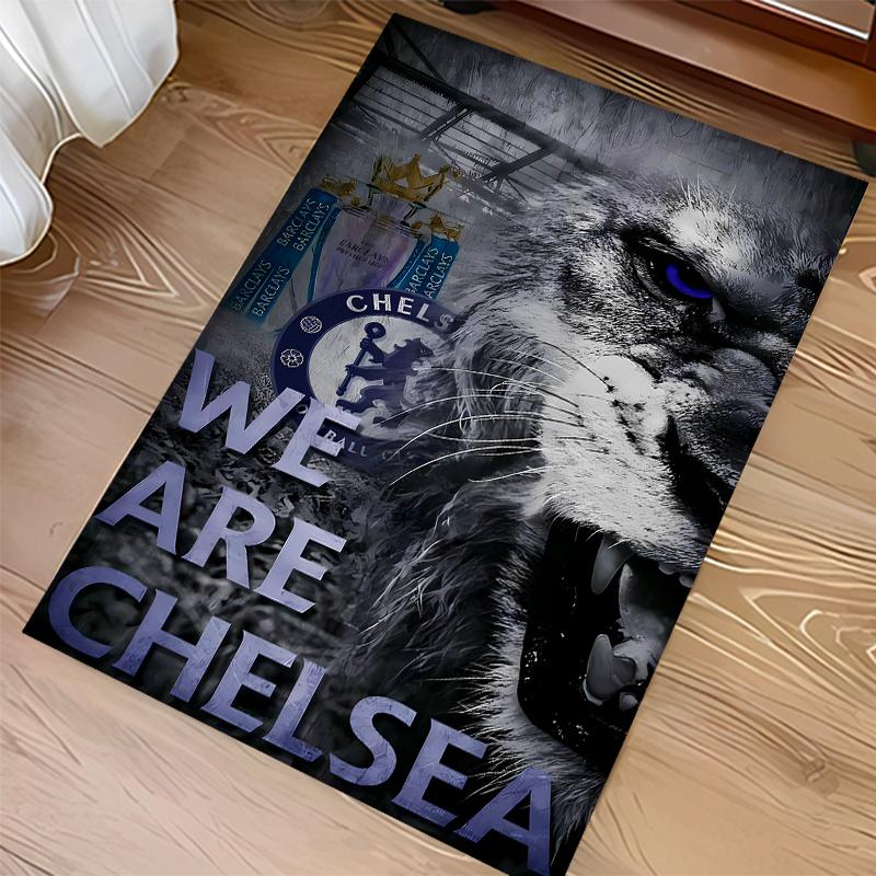 1pc Chelsea FC logo Print Area Rug - Soft,Washable Non-Slip Indoor Mat for Office Chairs,Living Room,Home Office Decorative Rug