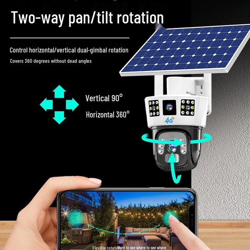 JXJ Solar 4G Outdoor 3-Screen Security Camera