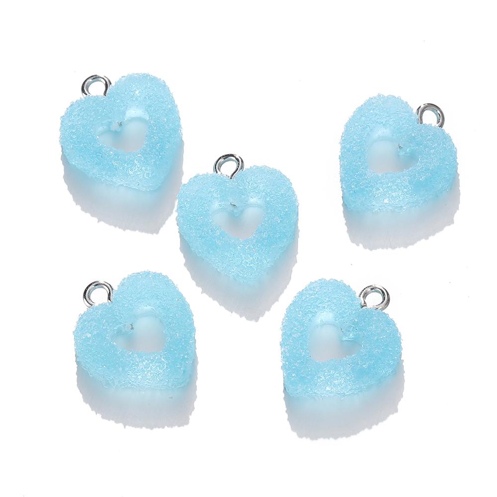 10pcs/lot Colorful Soft Candy Heart Shape Charms Cute Kawaii Resin Pendant Charms for Earring Bracelets Jewelry Making Bulk