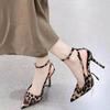 ZA Home 2025 Summer Foreign Trade New Poplar Forest Leopard Print Pointed High Heels Women's Retro Fashion Versatile Muller Shoes
