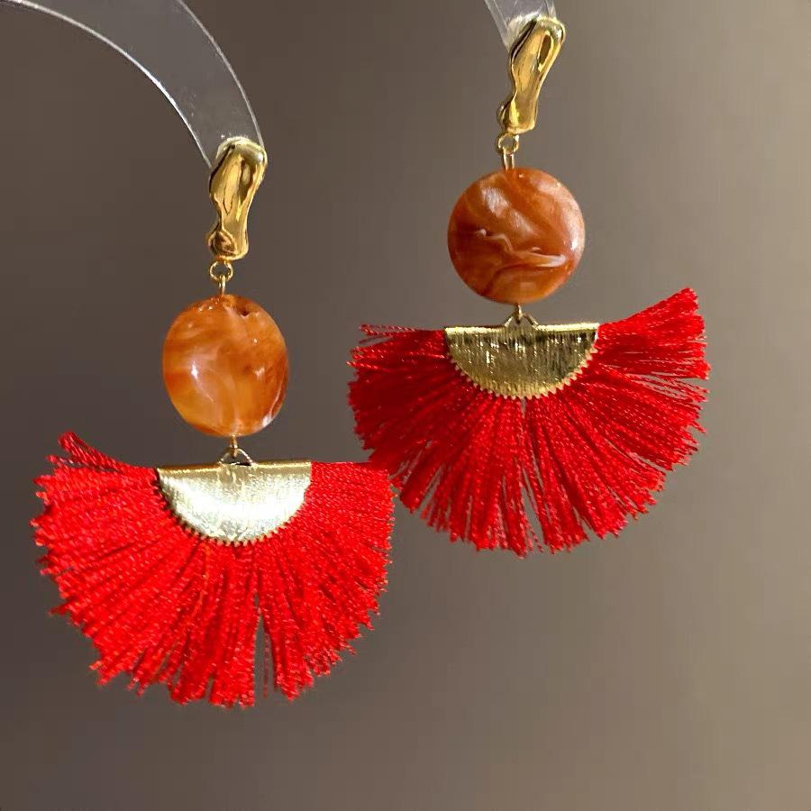 Silberne Nadel Tropfenöl Rote Perlen Ohrstecker - Eleganter & Vielseitiger Schmuck für Damen