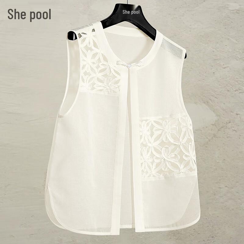 

Women s New Chinese Style Mesh Spliced Short Vest M