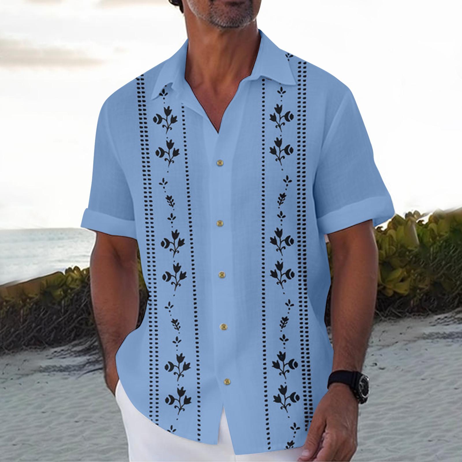

Гавайская рубашка для мужчин, мужские винтажные рубашки для боулинга на пуговицах, летняя пляжная рубашка с коротким рукавом M