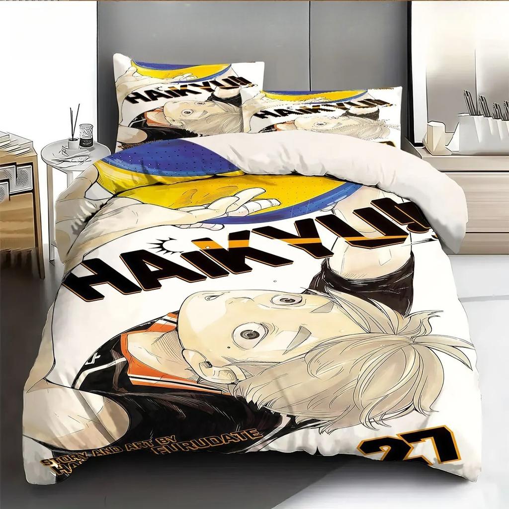 Exquisite Anime Haikyuu Bedding Set 3D Printed Volleyball Boys Duvet Cover Set Single Double for Kids Teens Gift 2/3piece set