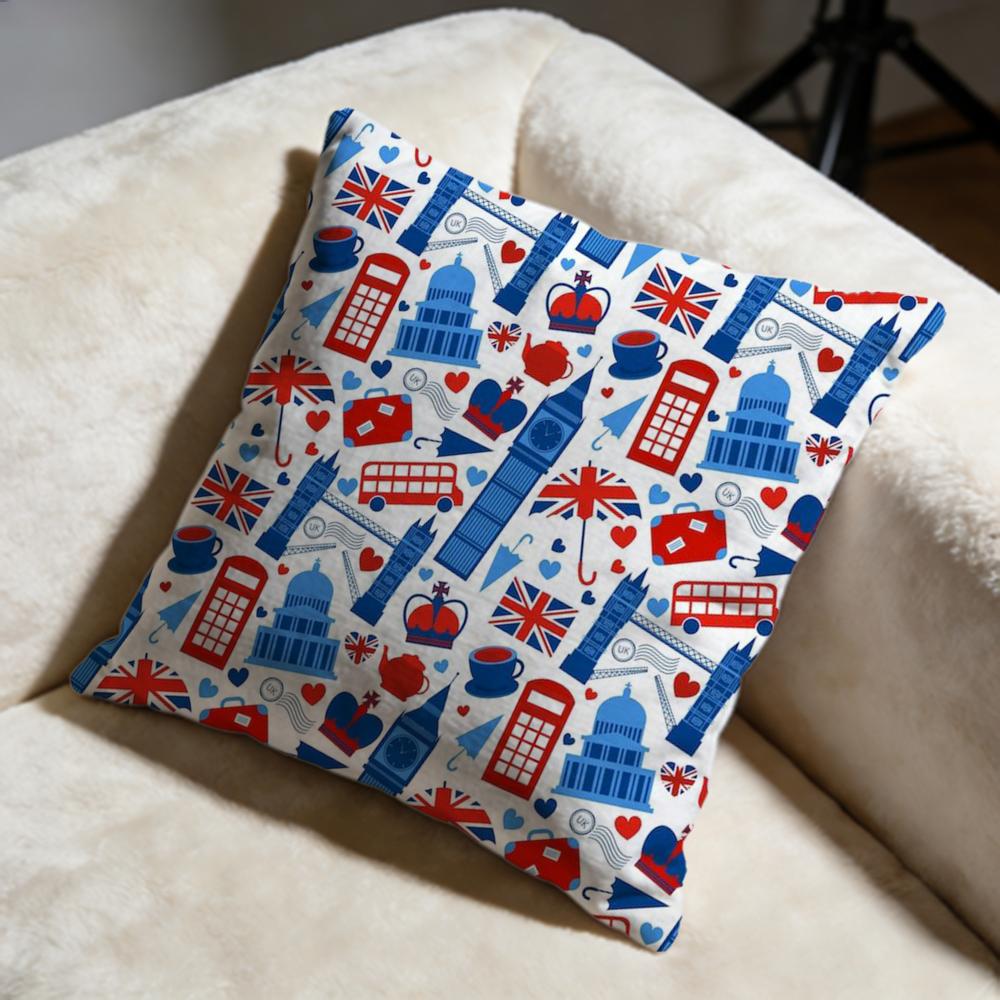 England Printed Cushion Cover Soft Decorative Pillow Case Suitable for Bedroom Sofa Car Travel Use