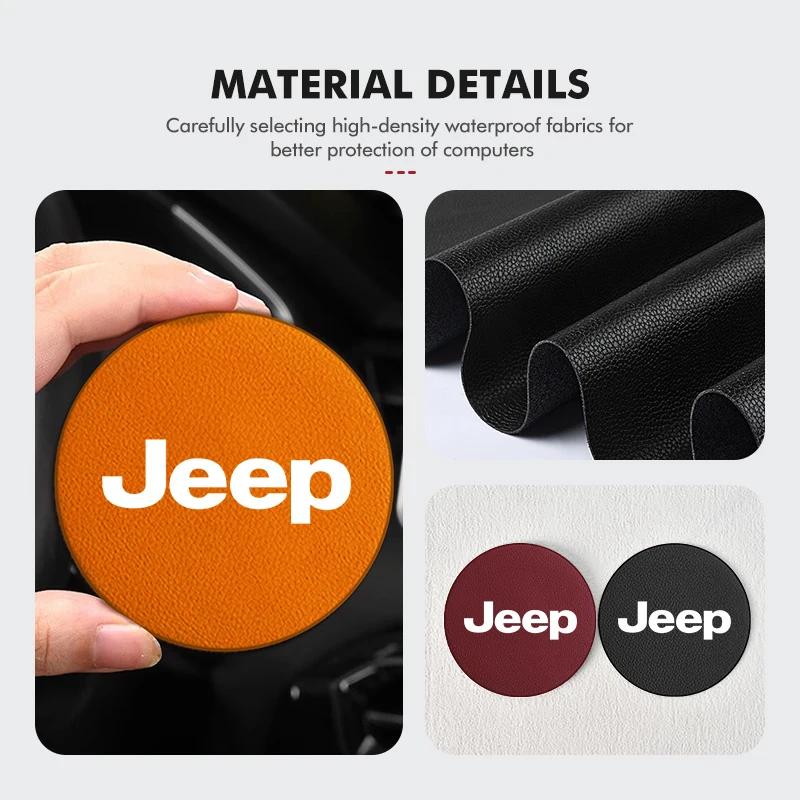 Set of 2 Suede Non-Slip Coasters for Jeep Compass Renegade Cherokee Wrangler JK Car Interior Accessories AKP1
