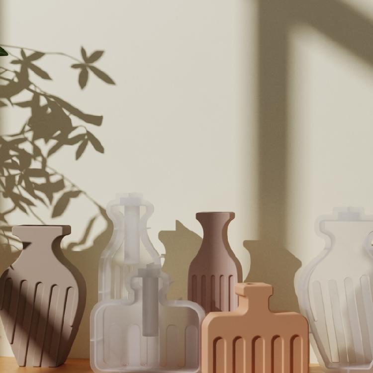Flower Vase Silicone Molds for Epoxy Resin Flower Vase Home Decoration Easy Demolding Striped Silicone Vase Molds
